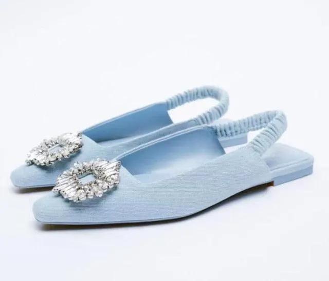 Rhinestone Pointed Toe Slip On Flats for Women
