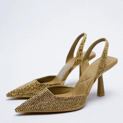 Rhinestone Pointed Toe Slip On Flats for Women