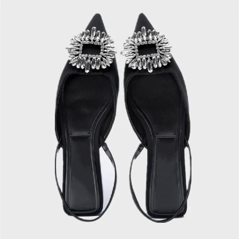 Rhinestone Pointed Toe Slip On Flats for Women