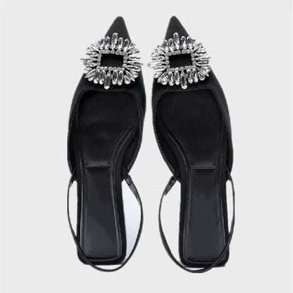 Rhinestone Pointed Toe Slip On Flats for Women