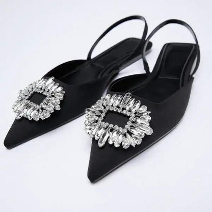 Rhinestone Pointed Toe Slip On Flats for Women