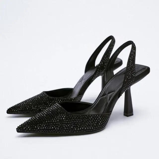 Rhinestone Pointed Toe Slip On Flats for Women
