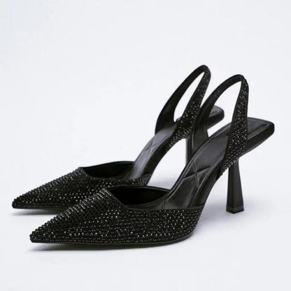 Rhinestone Pointed Toe Slip On Flats for Women