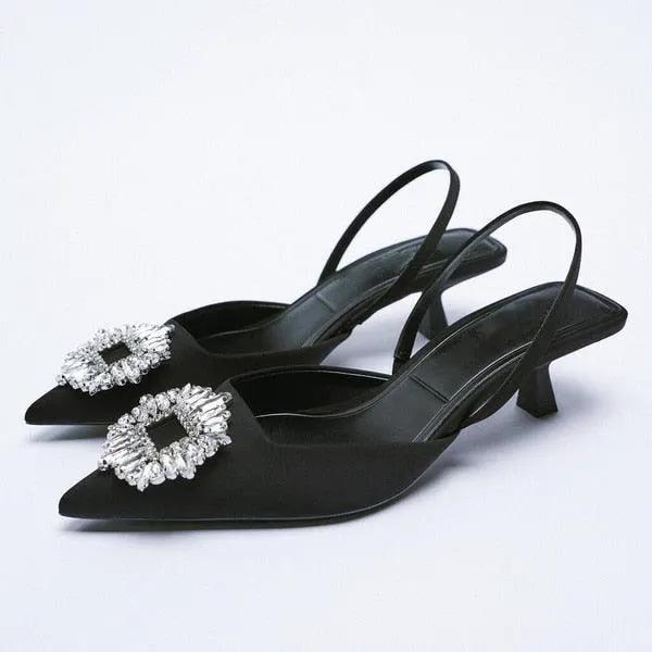 Rhinestone Pointed Toe Slip On Flats for Women