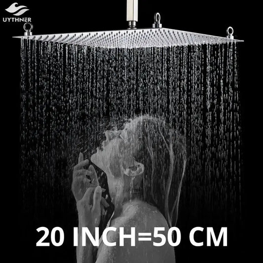 Decorbites luxury chrome square rain shower head, ultrathin stainless steel, 20 inch on Tampa Home & Garden Store