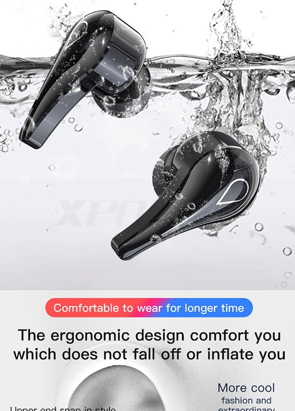 Stevvex black wireless in-ear headphones with mic and touch control on Tampa Home & Garden Store