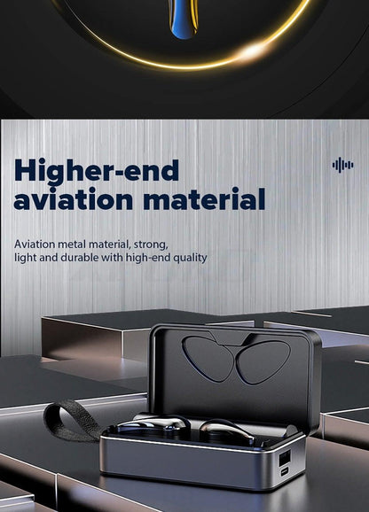 Stevvex in-ear wireless headphones with metal charging case open lid on Tampa Home & Garden Store