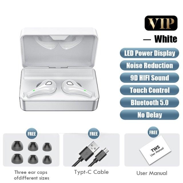Stevvex in-ear wireless headphones with mic in white case on Tampa Home & Garden Store