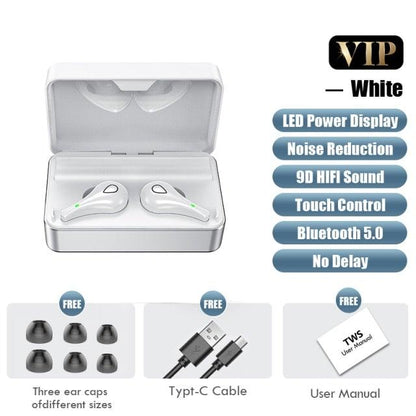 Stevvex in-ear wireless headphones with mic in white case on Tampa Home & Garden Store