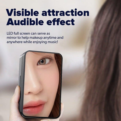 In-Ear headphones with a smartphone screen showing a mirror selfie of a woman's face on screen on Tampa Home & Garden Store