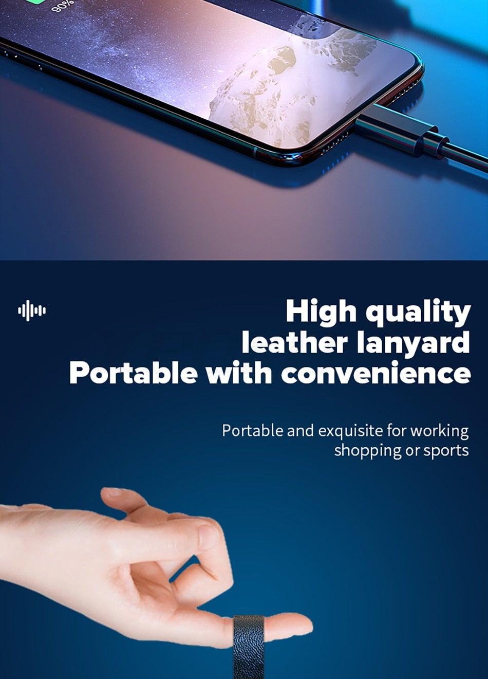 Stevvex In-Ear Headphones banner with black leather lanyard and smartphone charging cable on Tampa Home & Garden Store