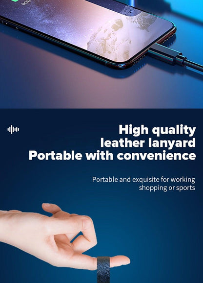Stevvex In-Ear Headphones banner with black leather lanyard and smartphone charging cable on Tampa Home & Garden Store