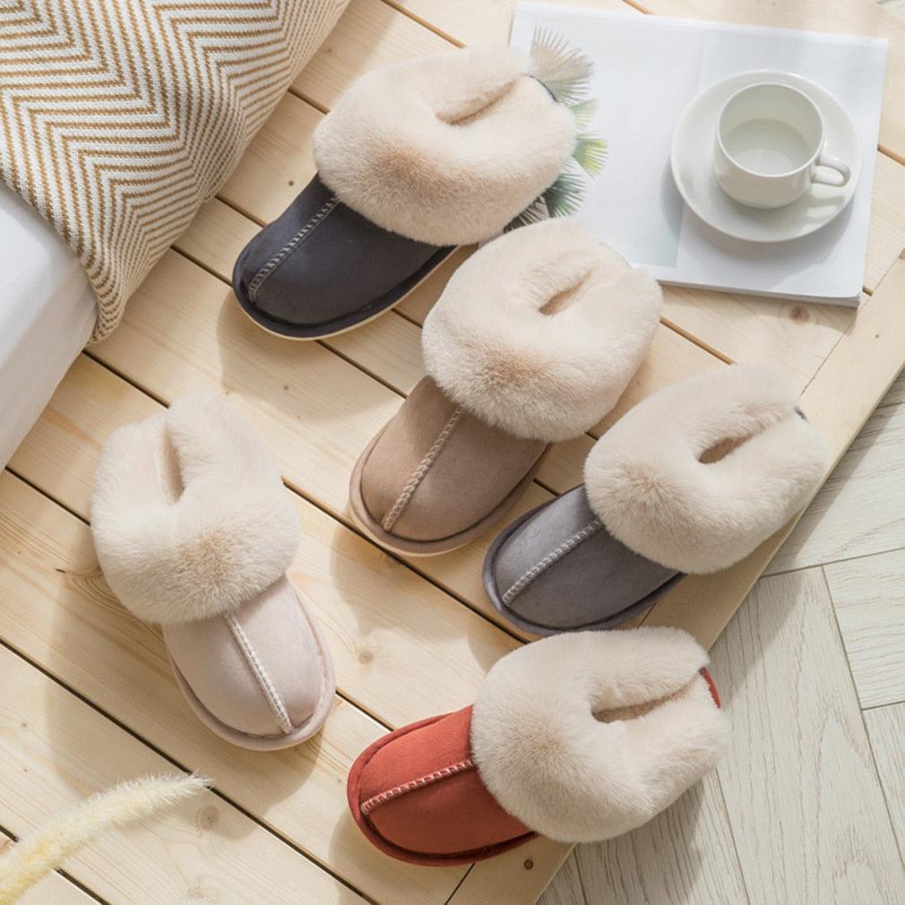 Stevvex women's faux suede fur slippers with memory foam plush lining, indoors, 5 colors on Tampa Home & Garden Store