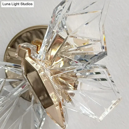 Gold Butterfly Nordic LED Wall Lamp with crystal facets and gold metal mount on Tampa Home & Garden Store