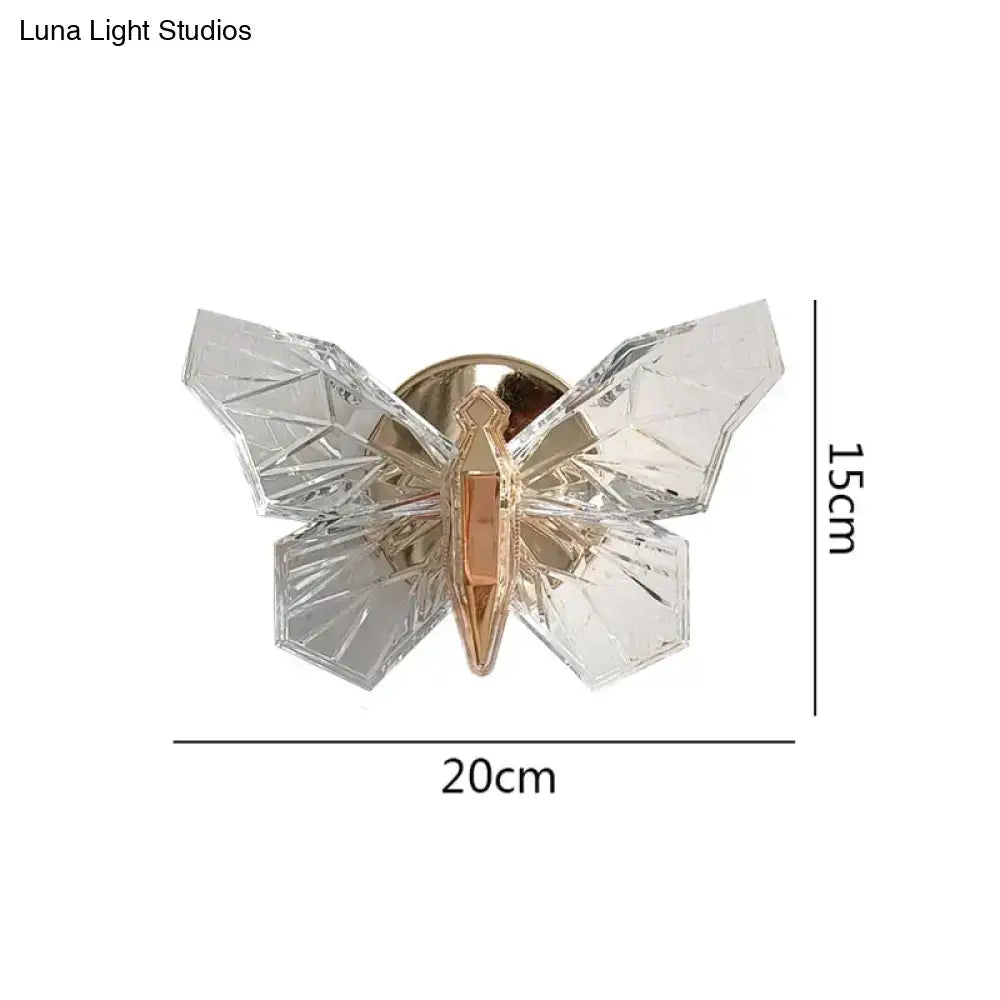 Gold Butterfly Nordic LED Wall Lamp by Decorbites, crystal-winged wall decor 20x15 cm on Tampa Home & Garden Store