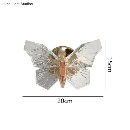 Gold Butterfly Nordic LED Wall Lamp by Decorbites, crystal-winged wall decor 20x15 cm on Tampa Home & Garden Store