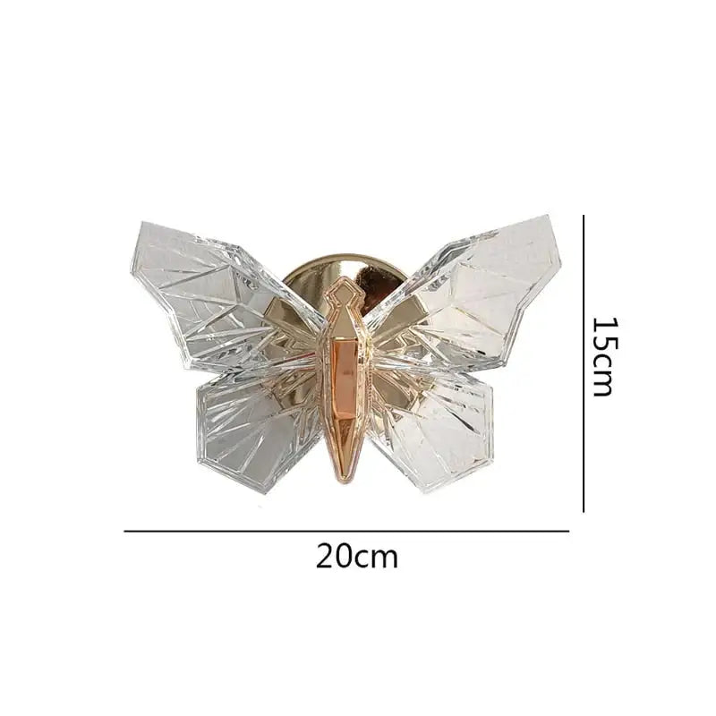 Gold Butterfly Nordic LED Wall Lamp, gold body with crystal wings, 20x15 cm wall mount on Tampa Home & Garden Store