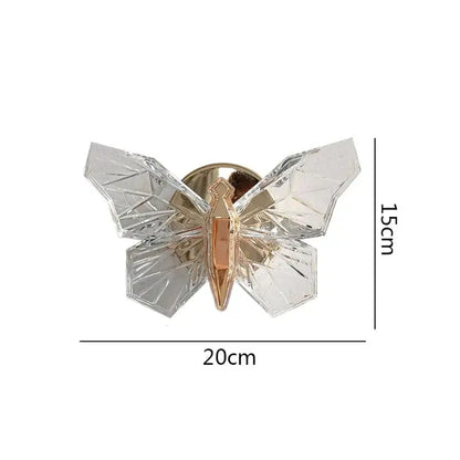 Gold Butterfly Nordic LED Wall Lamp, gold body with crystal wings, 20x15 cm wall mount on Tampa Home & Garden Store