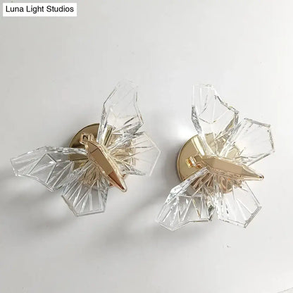 Gold Butterfly Nordic LED Wall Lamp pair with crystal petals and gold-tone base Decorbites on Tampa Home & Garden Store