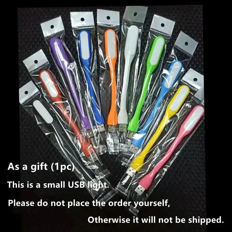 Small USB LED light set in assorted colors, each in clear plastic packaging on Tampa Home & Garden Store