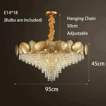 Luxury gold crystal LED ceiling chandelier Decorbites with 50cm adjustable chain on Tampa Home & Garden Store