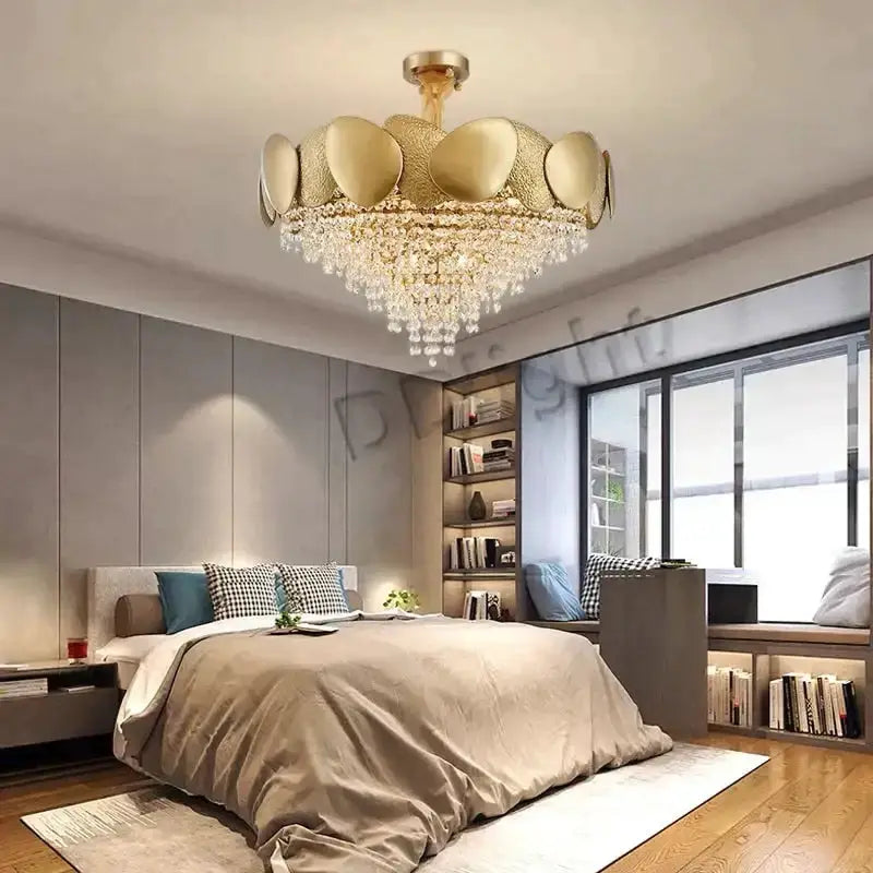 Luxury gold crystal LED ceiling chandelier by Decorbites for living room on Tampa Home & Garden Store