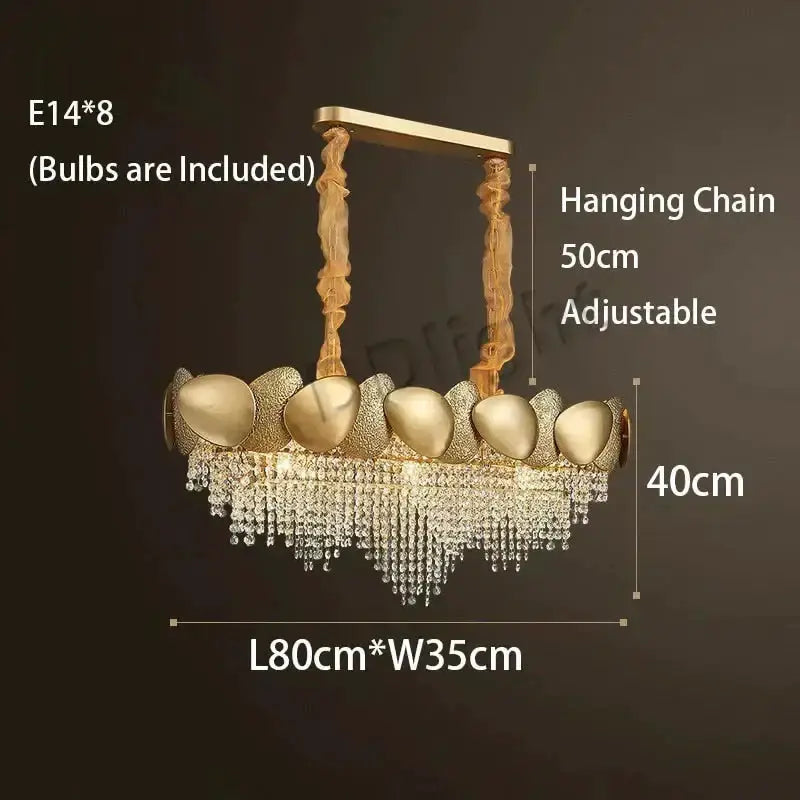 Luxury gold crystal LED ceiling chandelier by Decorbites with E14 bulbs included, 80x35cm on Tampa Home & Garden Store