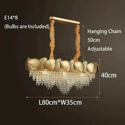 Luxury gold crystal LED ceiling chandelier by Decorbites with E14 bulbs included, 80x35cm on Tampa Home & Garden Store