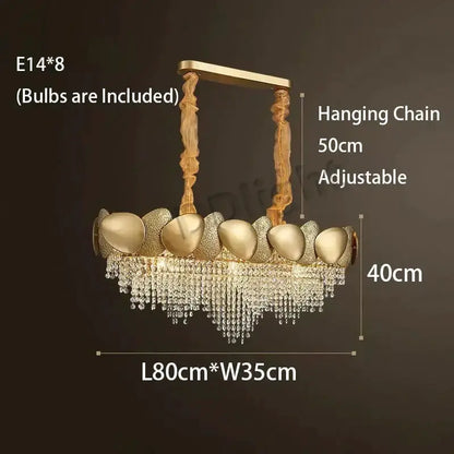 Gold crystal LED ceiling chandelier by Decorbites cascading crystals E14 bulbs included on Tampa Home & Garden Store
