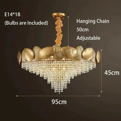 Decorbites crystal LED chandelier with gold petals, 95cm wide, 50cm chain Garden on Tampa Home & Garden Store