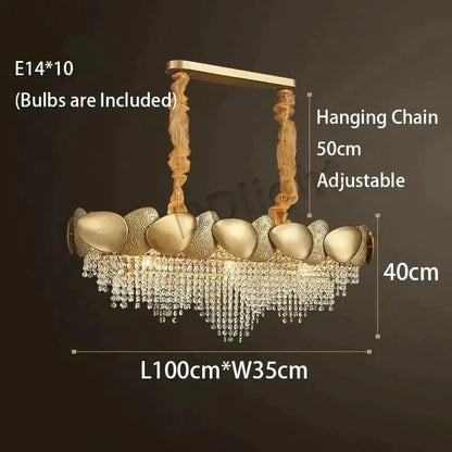 Luxury gold crystal LED ceiling chandelier with crystal fringe by Decorbites for living room on Tampa Home & Garden Store