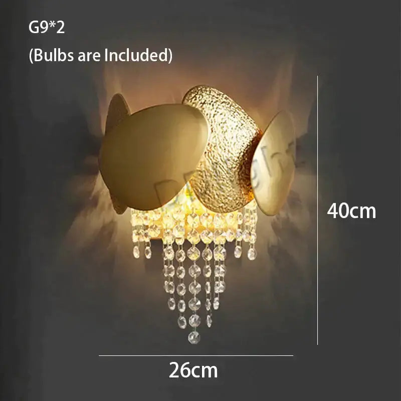 Luxury gold crystal LED ceiling chandelier Decorbites 2 G9 bulbs living room lighting 26x40cm on Tampa Home & Garden Store