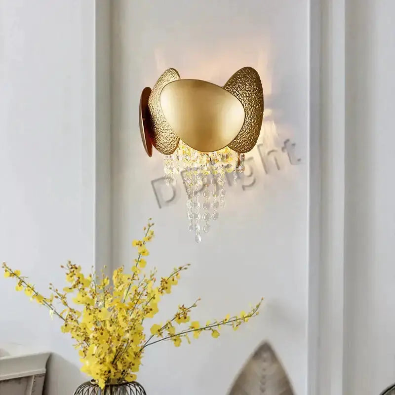 Decorbites luxury gold crystal LED ceiling chandelier with crystal drops for living room on Tampa Home & Garden Store