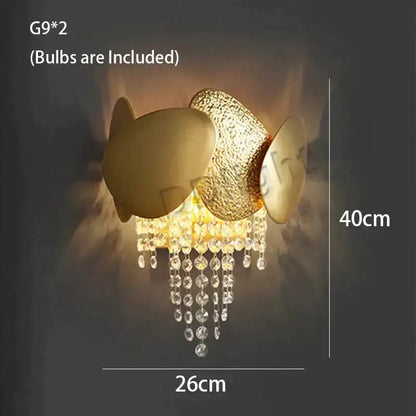 Decorbites gold crystal LED ceiling chandelier with crystal strands, G9 bulbs included, 26x40cm on Tampa Home & Garden Store