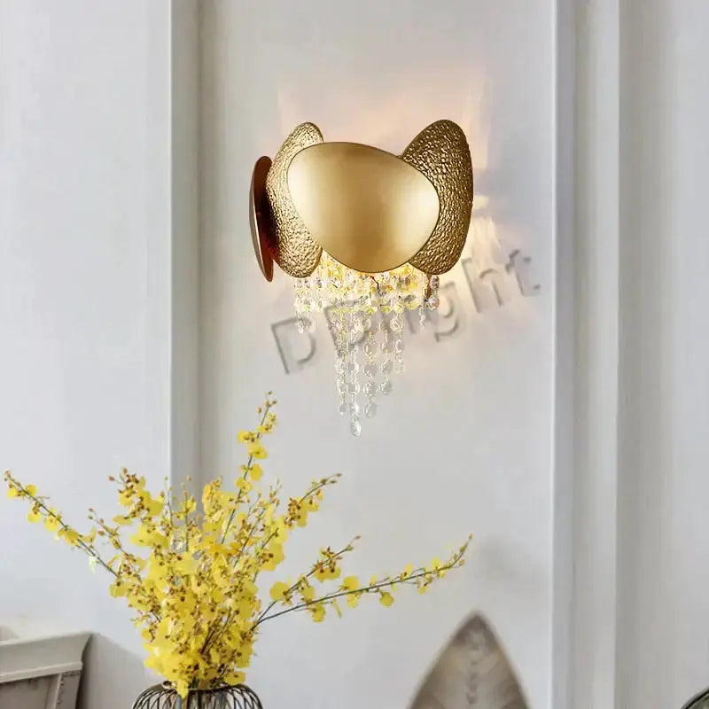 Decorbites luxury gold crystal LED wall sconce with cascading crystal drops for living room on Tampa Home & Garden Store