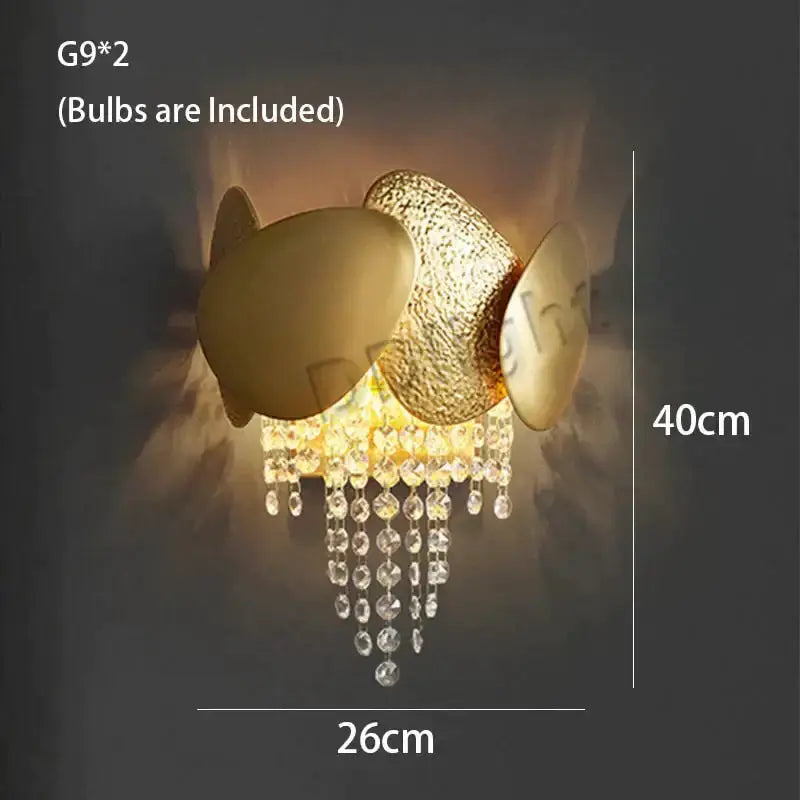 Luxury gold crystal LED ceiling chandelier with gold discs and crystal strands Decorbites on Tampa Home & Garden Store