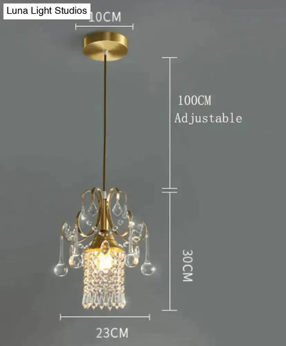 Pendant light Decorbites luxury gold crystal chandelier with hanging prisms, adjustable cord on Tampa Home & Garden Store