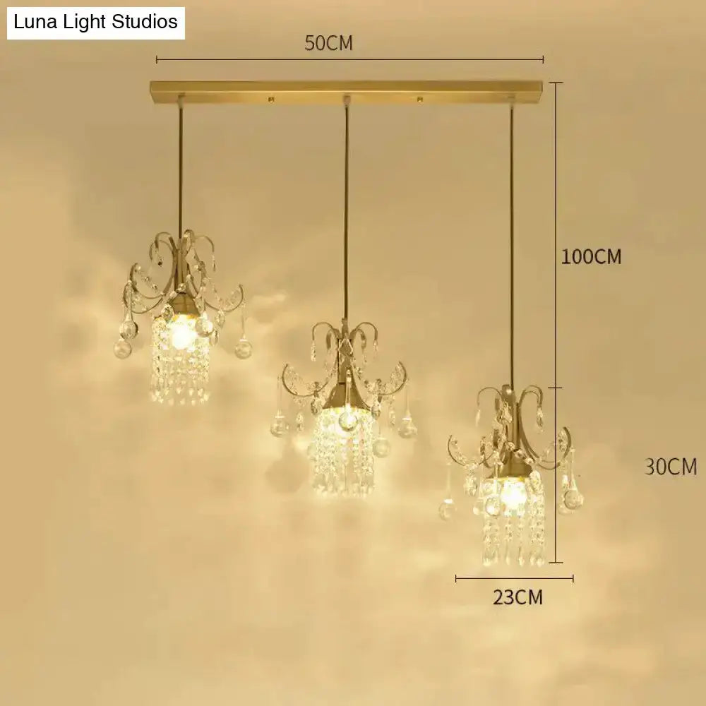 Decorbites luxury gold crystal pendant light chandelier, 3 hanging dining room fixtures on Tampa Home & Garden Store