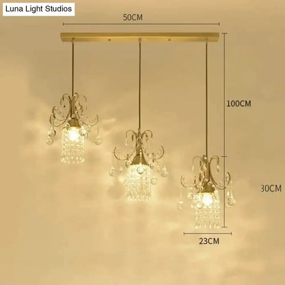 Decorbites luxury gold crystal pendant light chandelier, 3 hanging dining room fixtures on Tampa Home & Garden Store