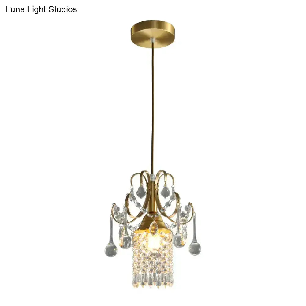 Luxury gold crystal pendant light chandelier with crystal drops, single-head dining room on Tampa Home & Garden Store