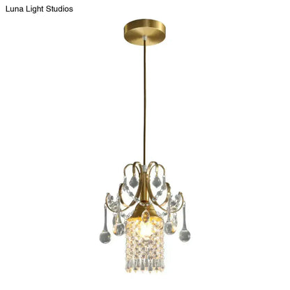 Luxury gold crystal pendant light chandelier with crystal drops, single-head dining room on Tampa Home & Garden Store