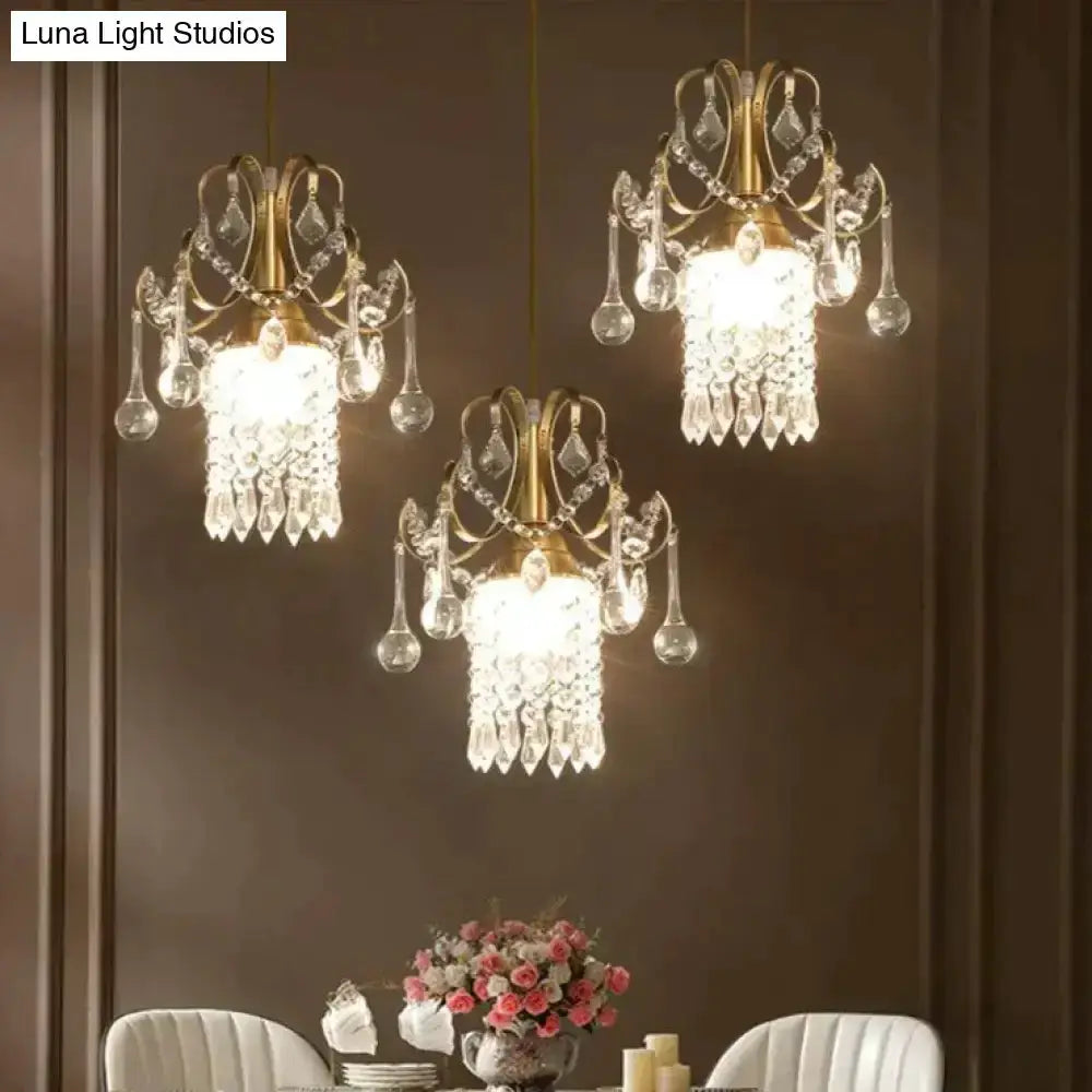 Decorbites gold crystal pendant light for dining room, single-head chandelier with prisms on Tampa Home & Garden Store