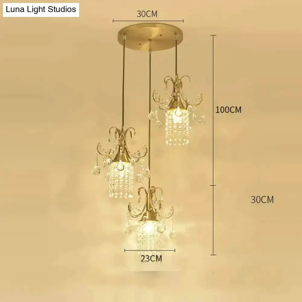 Decorbites gold crystal pendant light chandelier with crystal drops for dining room on Tampa Home & Garden Store