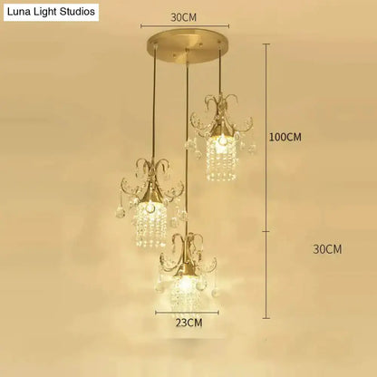 Decorbites gold crystal pendant light chandelier with crystal drops for dining room on Tampa Home & Garden Store