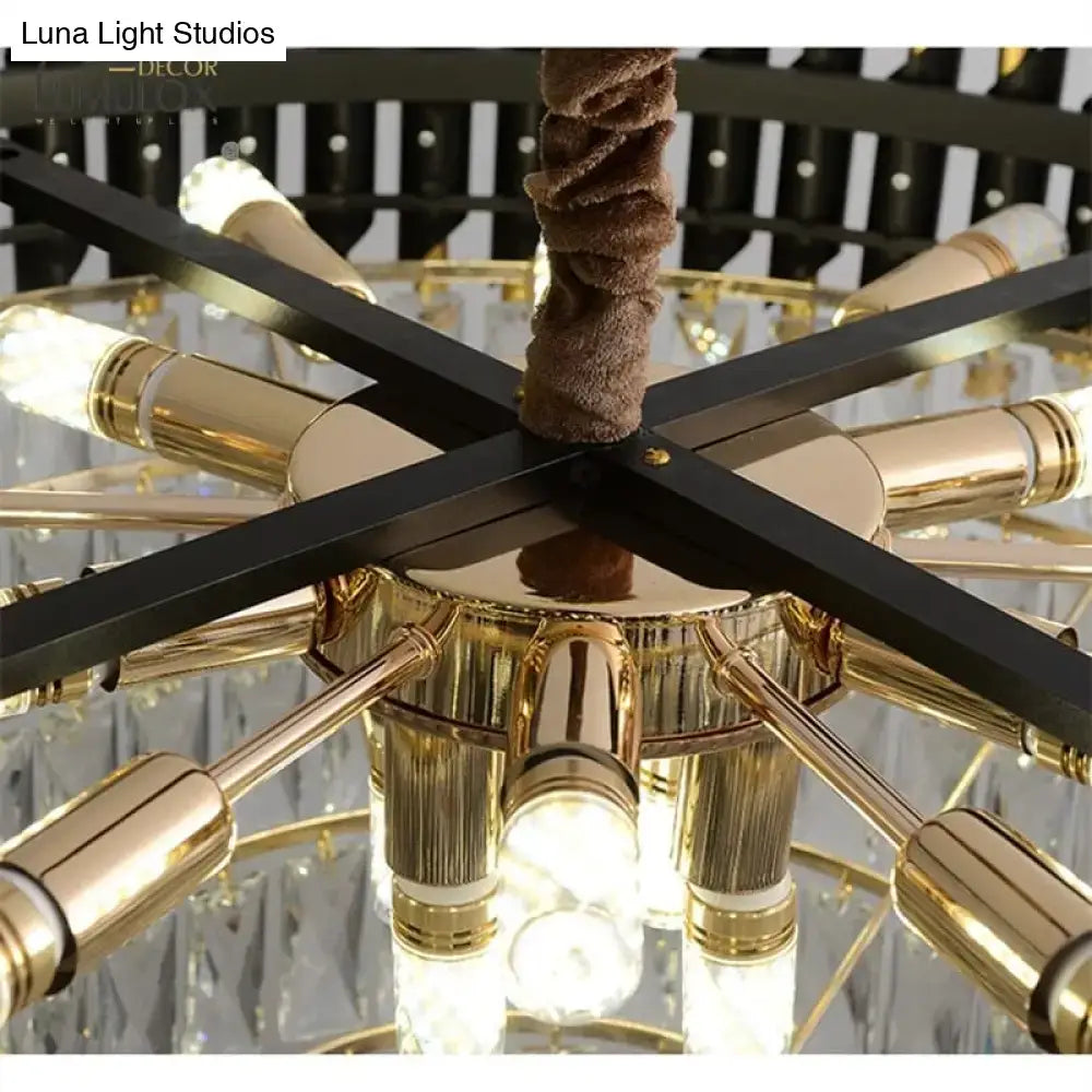 Black Crystal Tiered Chandelier with gold arms and candle bulbs Decorbites on Tampa Home & Garden Store