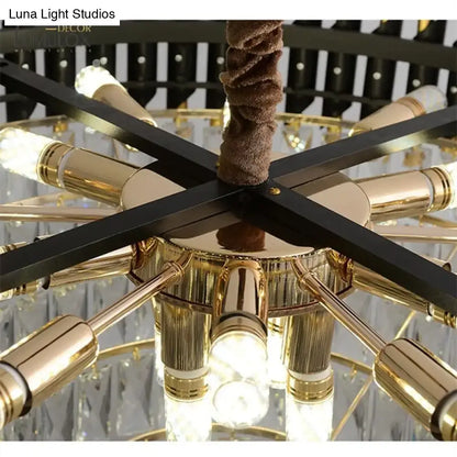 Black Crystal Tiered Chandelier with gold arms and candle bulbs Decorbites on Tampa Home & Garden Store
