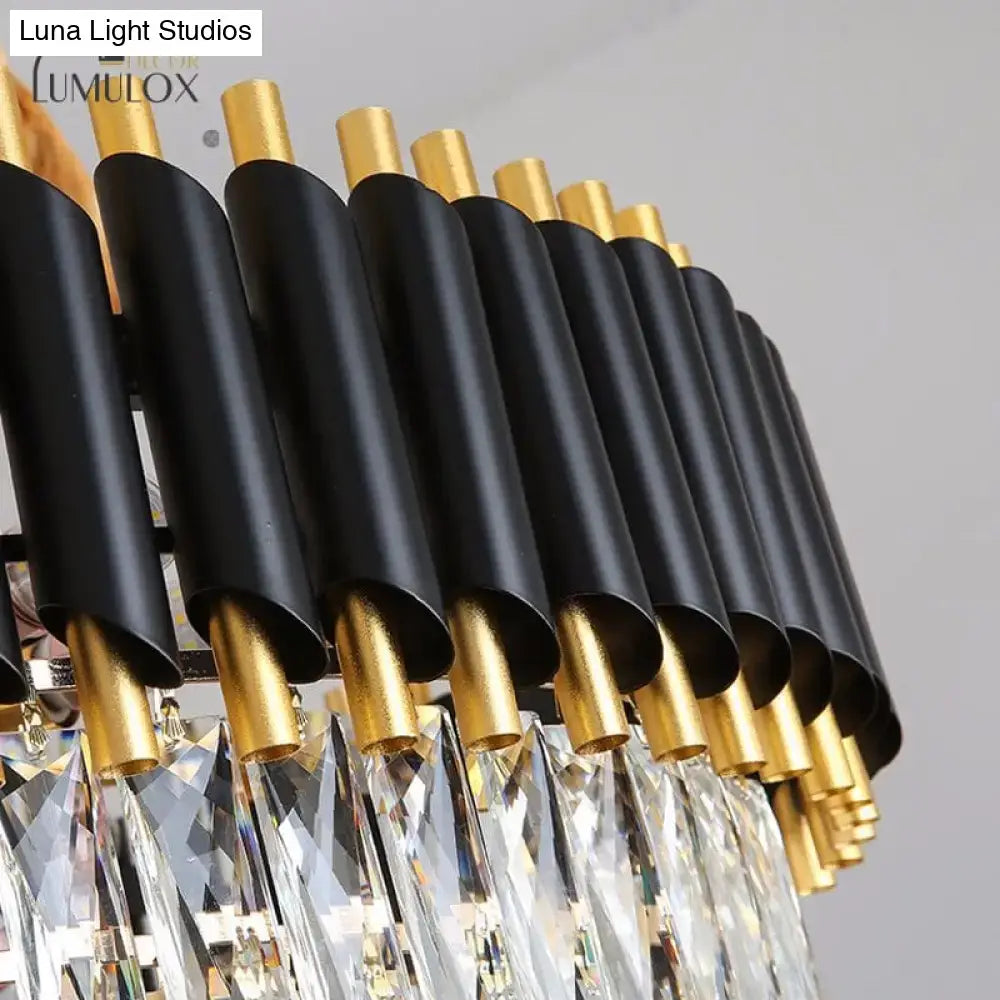 Black crystal tiered chandelier with gold-tone caps and dangling crystals Decorbites on Tampa Home & Garden Store