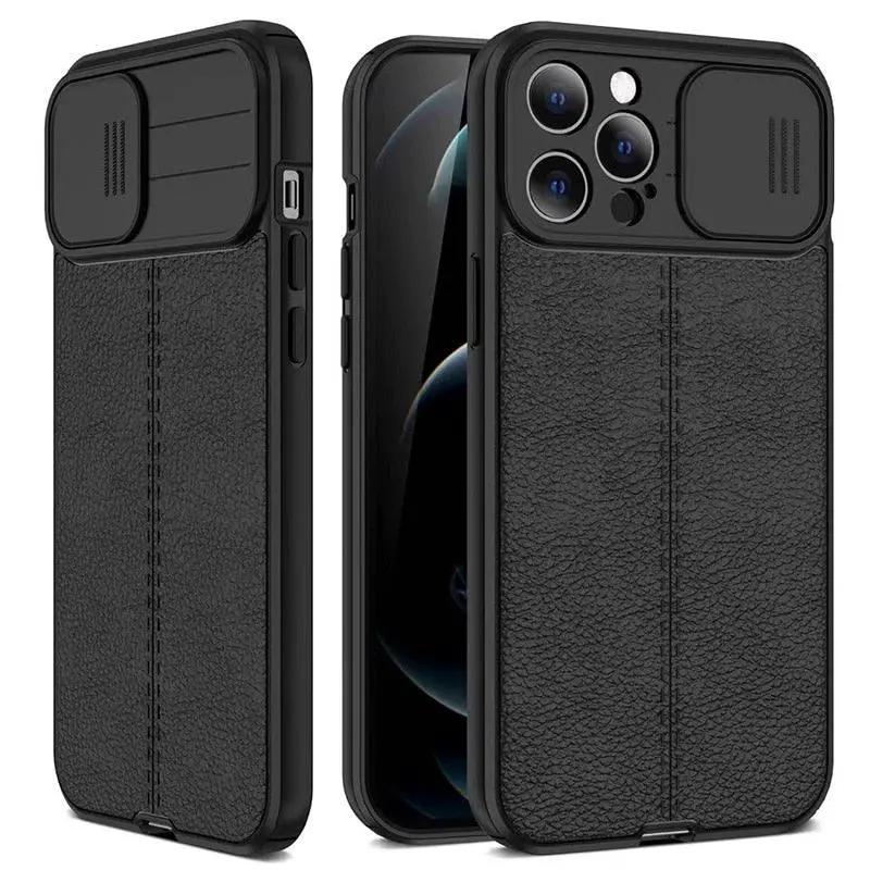 Lux Leather Black Shockproof Case for iPhone