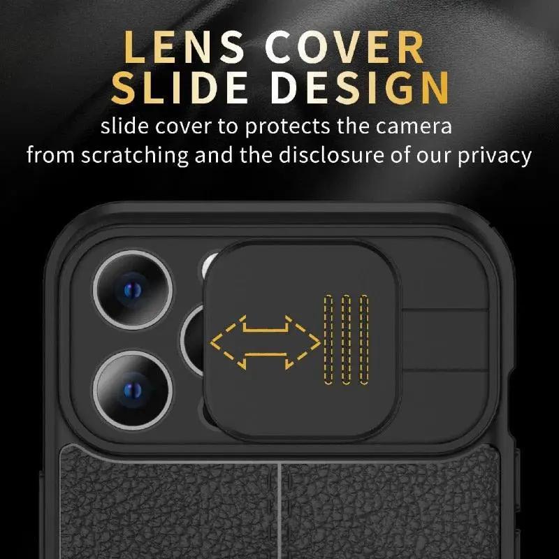 Lux Leather Black Shockproof Case for iPhone