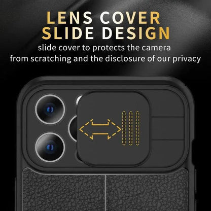 Lux Leather Black Shockproof Case for iPhone